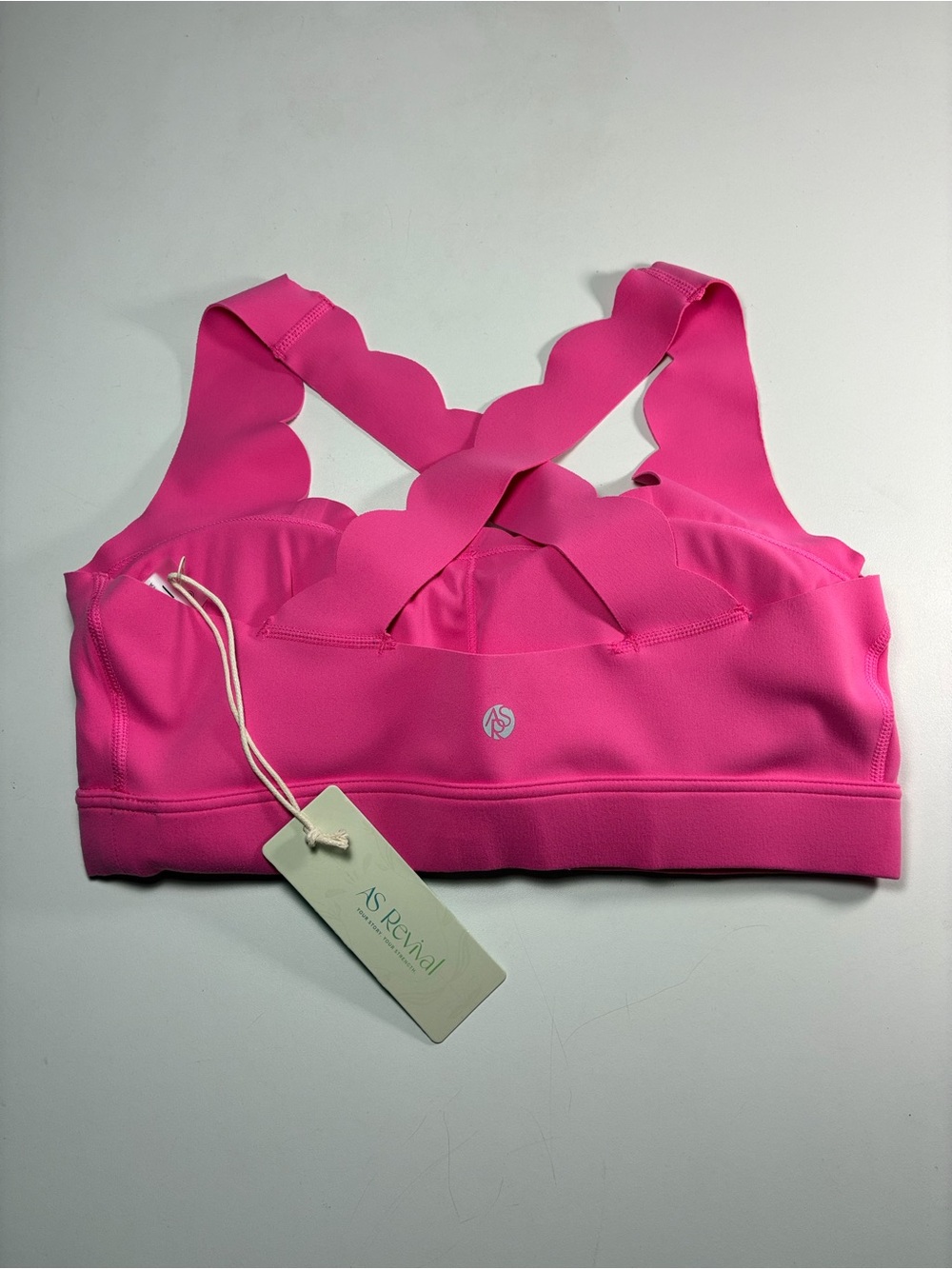 NWT AS Revival Scalloped Cross-Back Sports Bra in Hot Pink - Picture 5 of 9